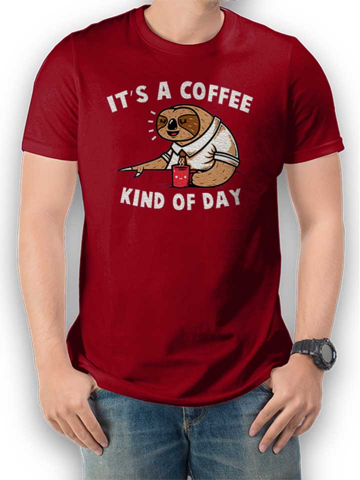 Coffee Sloth 02 Camiseta burdeos L