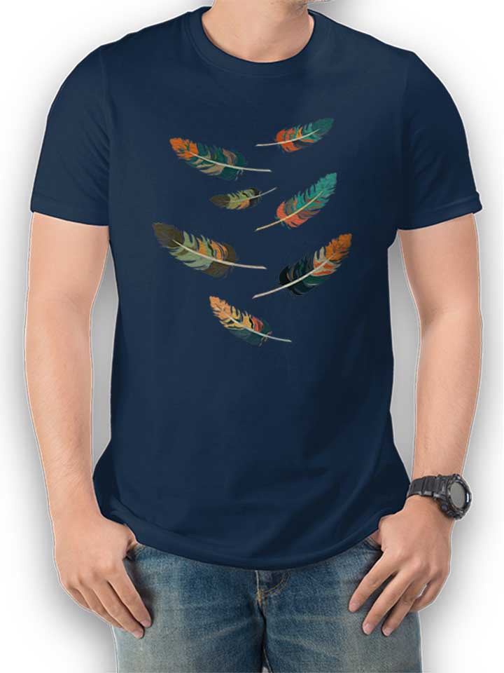 Colorful Feathers T-Shirt bleu-marine L