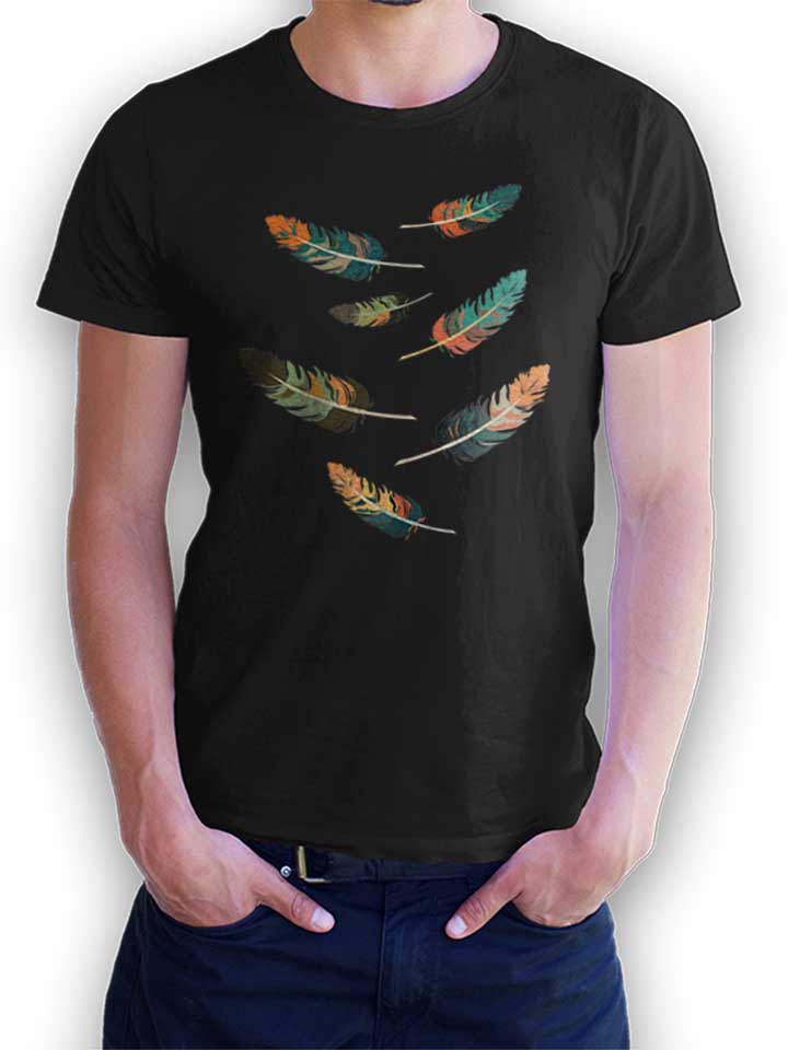 Colorful Feathers T-Shirt schwarz L
