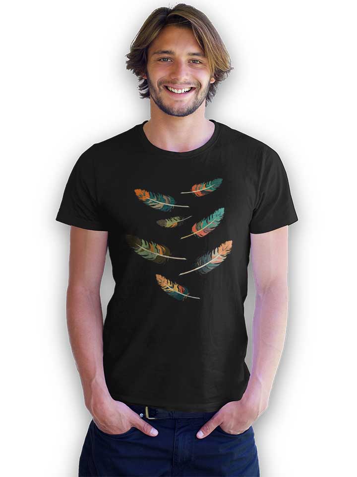 colorful-feathers-t-shirt schwarz 2