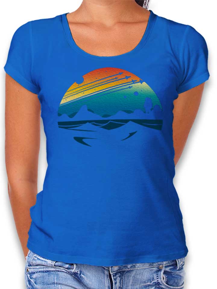 Colorful Space Sunset Damen T-Shirt royal L