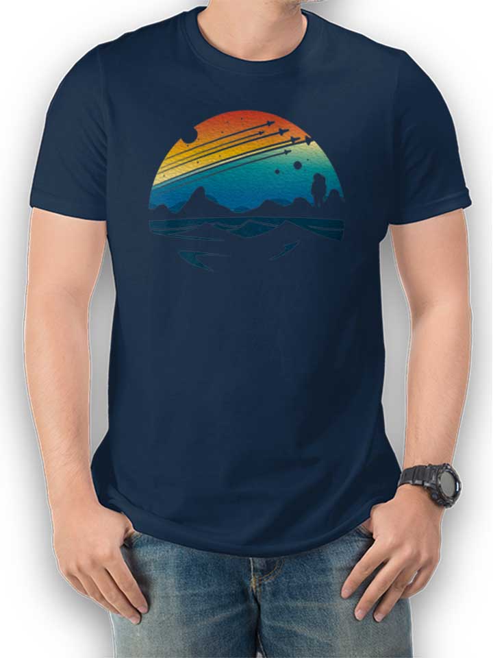 Colorful Space Sunset T-Shirt dunkelblau L
