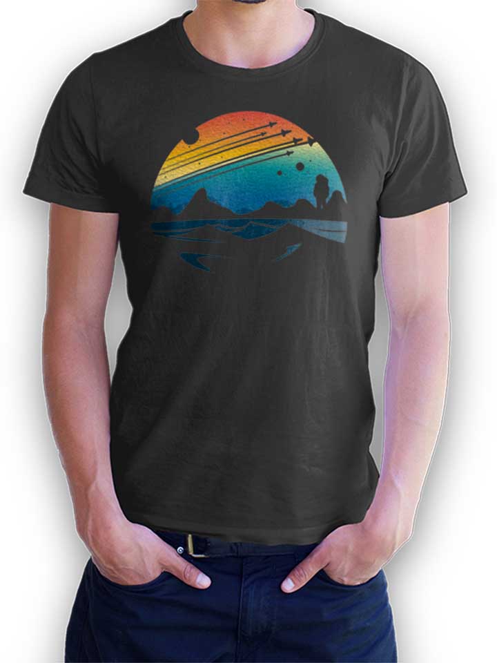 Colorful Space Sunset T-Shirt gris-fonc L