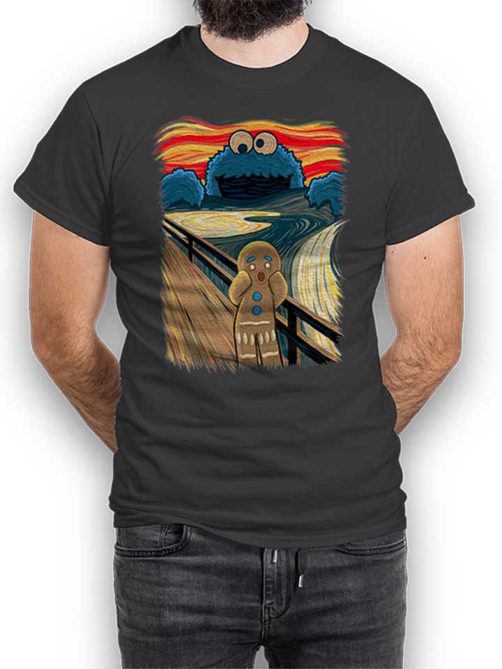 Cookie Monster Art Camiseta gris-oscuro L