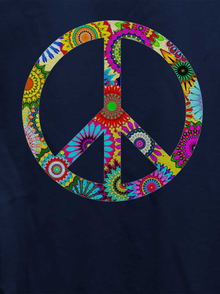 cool-retro-flowers-peace-sign-damen-t-shirt dunkelblau 4