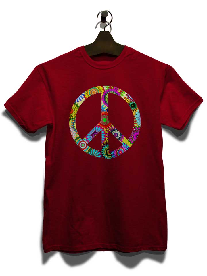 cool-retro-flowers-peace-sign-t-shirt bordeaux 3