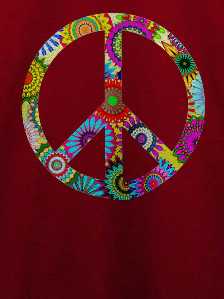 cool-retro-flowers-peace-sign-t-shirt bordeaux 4