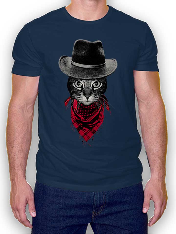 Cowboy Cat T-Shirt dunkelblau L