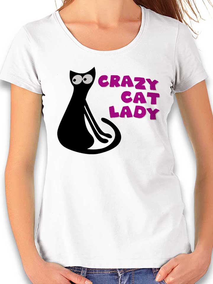 Crazy Cat Lady Damen T-Shirt weiss L