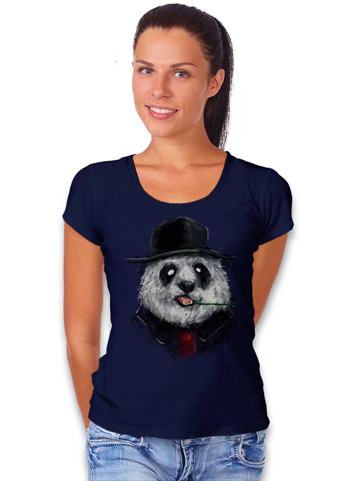 creepy-panda-damen-t-shirt dunkelblau 2