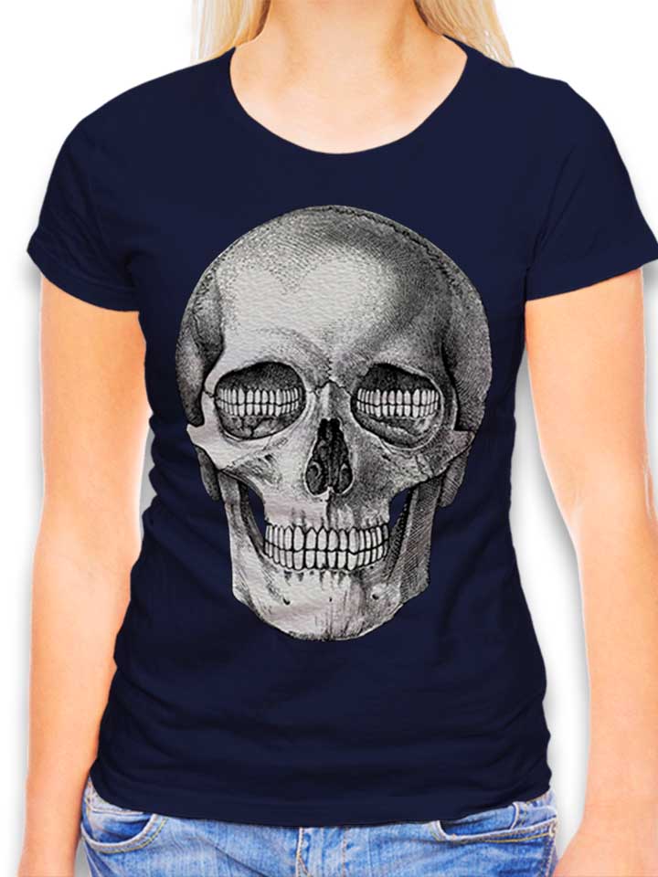 Creepy Skull Damen T-Shirt dunkelblau L