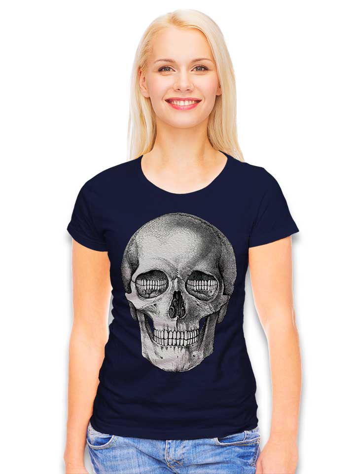 creepy-skull-damen-t-shirt dunkelblau 2
