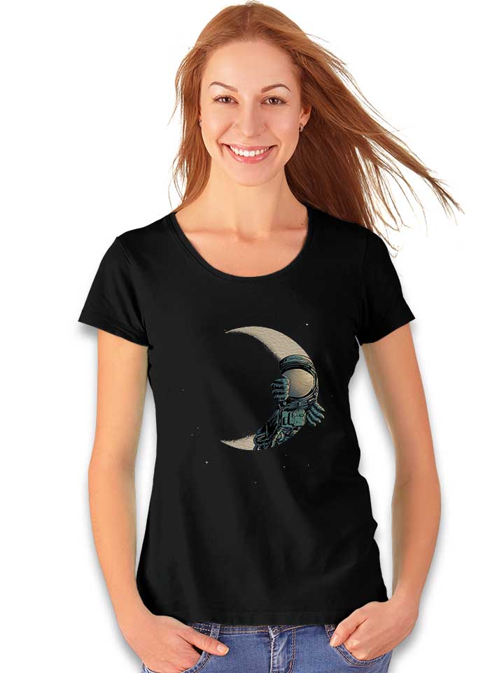 crescent-moon-astronaut-damen-t-shirt schwarz 2