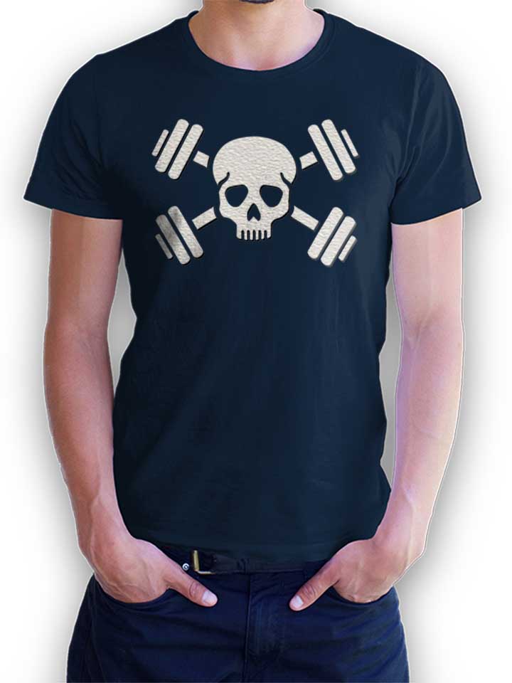 Crossed Barbells Skull T-Shirt dunkelblau L