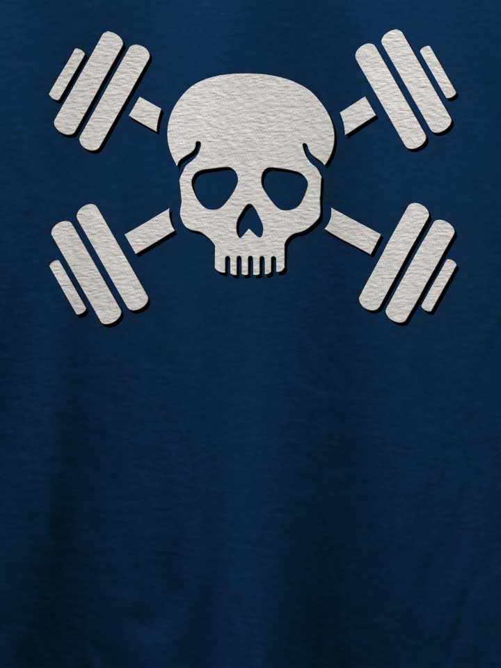 crossed-barbells-skull-t-shirt dunkelblau 4