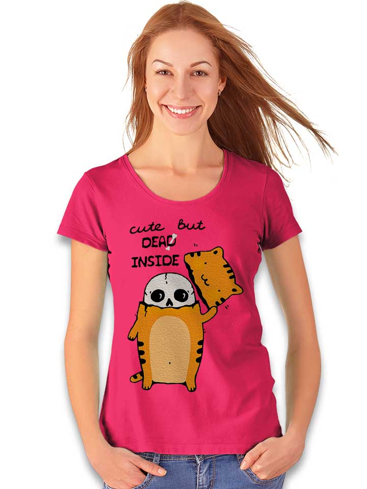 cute-but-dead-inside-cat-damen-t-shirt fuchsia 2