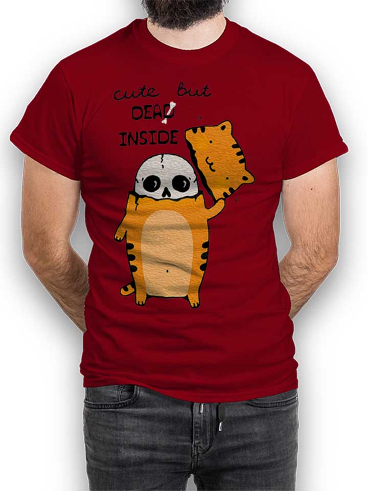 Cute But Dead Inside Cat T-Shirt maroon L