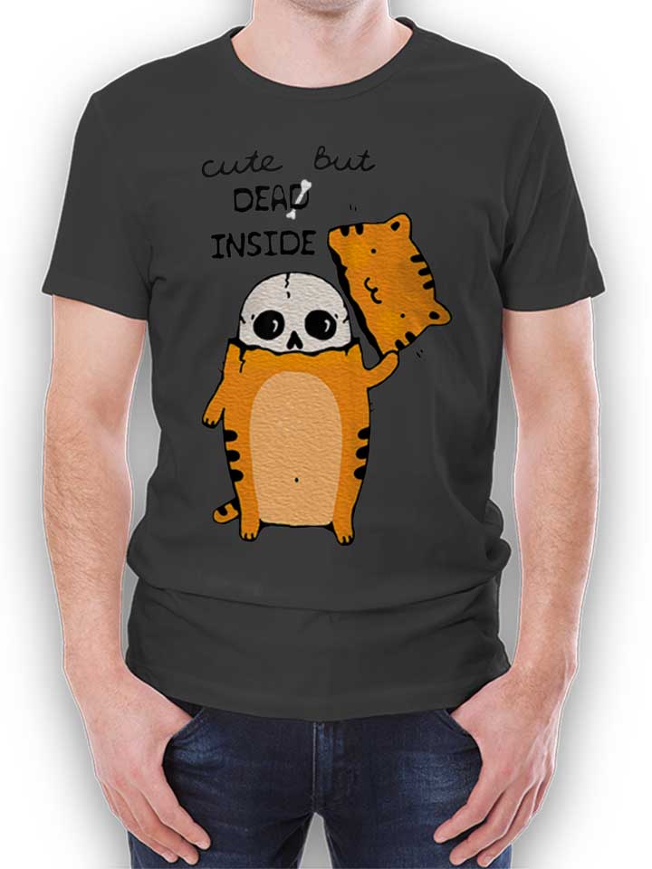 Cute But Dead Inside Cat T-Shirt dunkelgrau L
