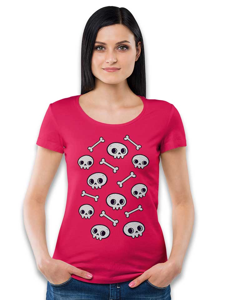 cute-skulls-damen-t-shirt fuchsia 2