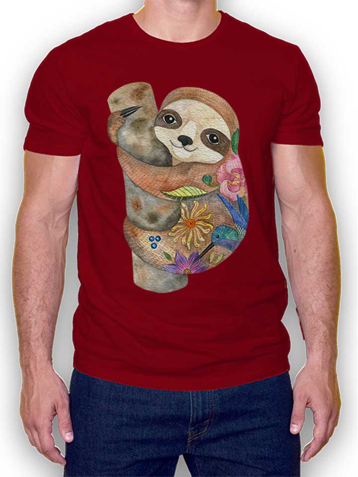 Cute Sloth T-Shirt maroon L