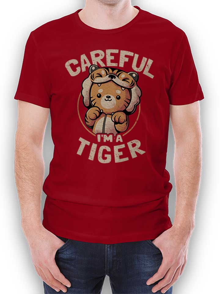 Cute Tiger Cat T-Shirt maroon L