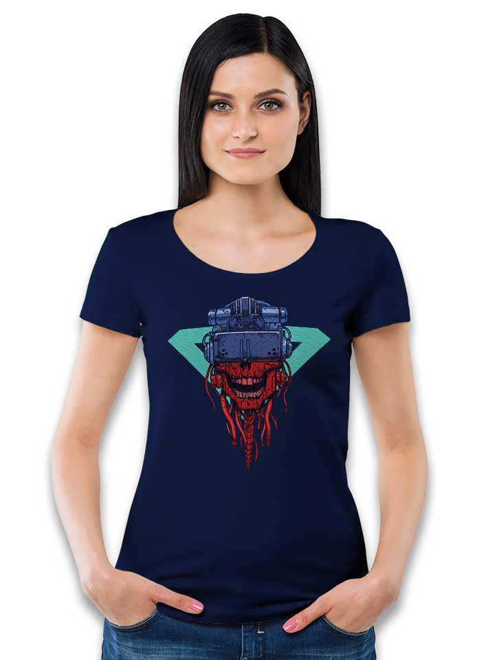 cyber-punk-skull-damen-t-shirt dunkelblau 2
