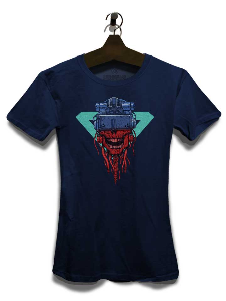 cyber-punk-skull-damen-t-shirt dunkelblau 3
