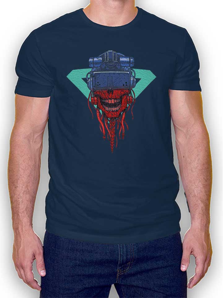 Cyber Punk Skull T-Shirt dunkelblau L