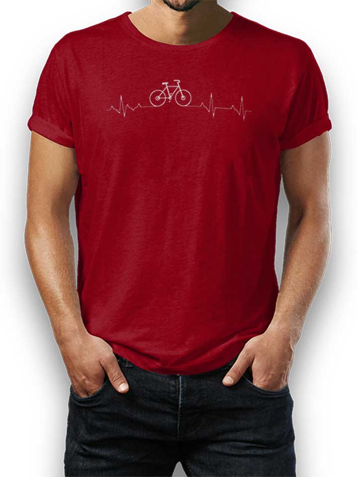 Cycling Lover Heartbeat T-Shirt maroon L