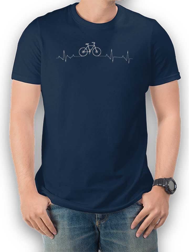 Cycling Lover Heartbeat T-Shirt dunkelblau L