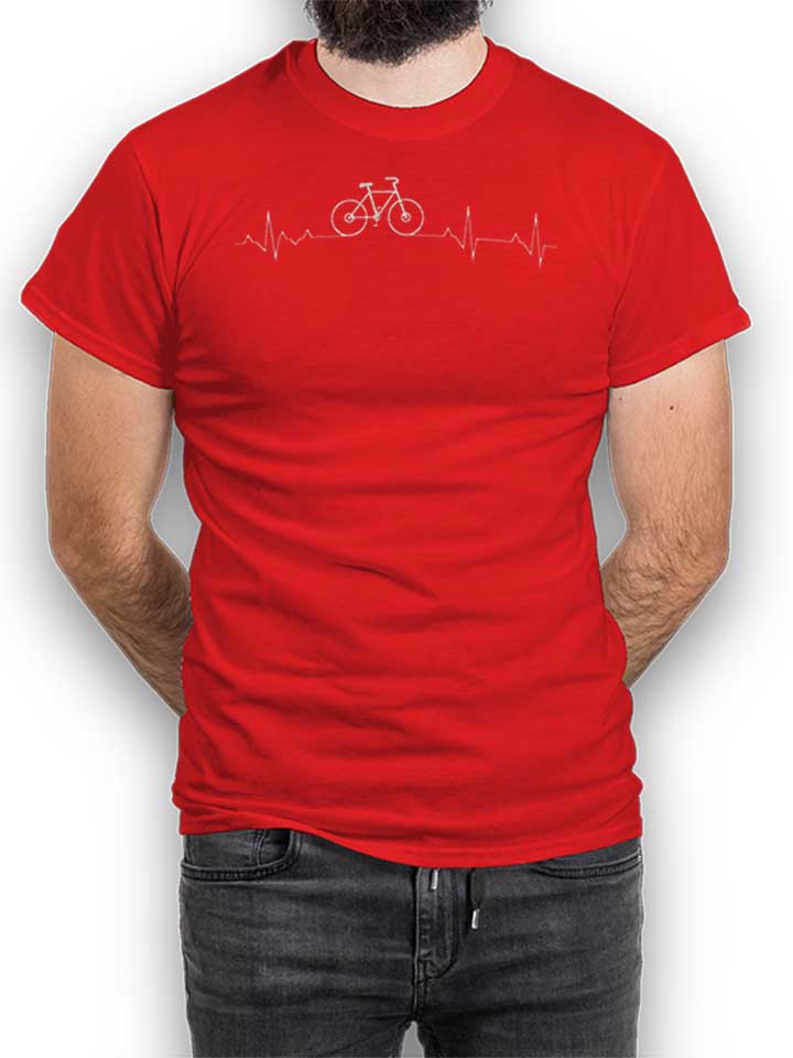 Cycling Lover Heartbeat T-Shirt rosso L