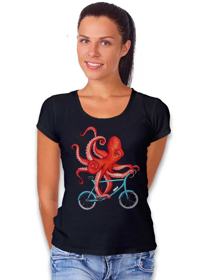 cycling-octopus-damen-t-shirt schwarz 2
