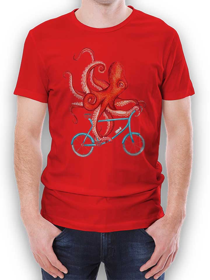Cycling Octopus T-Shirt red L