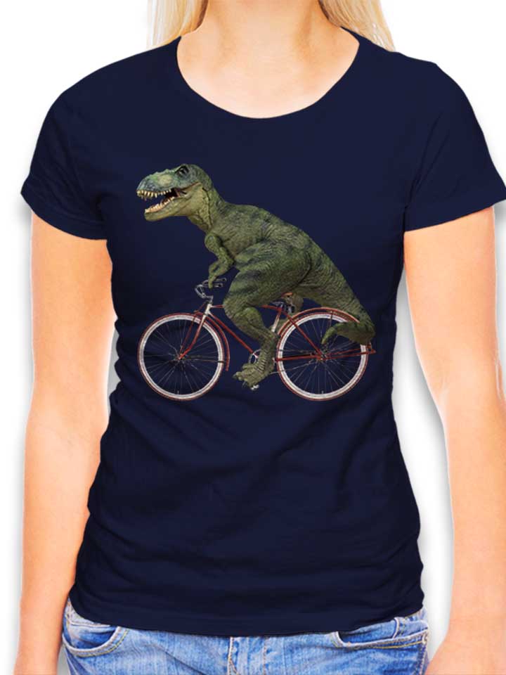 cycling-tyrannosaurus-rex-damen-t-shirt dunkelblau 1