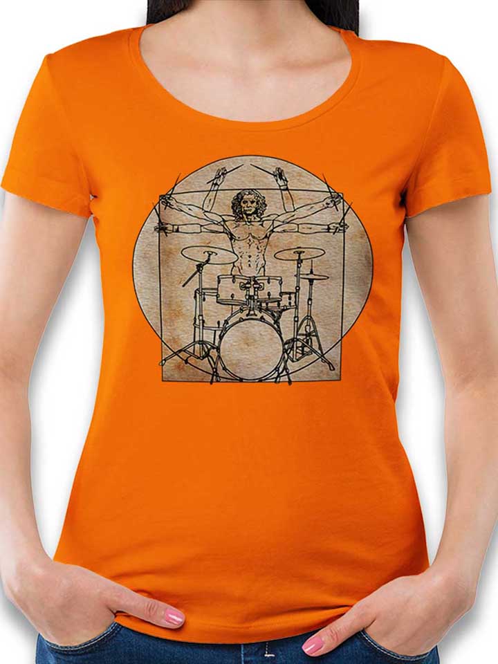da-vinci-drummer-damen-t-shirt orange 1