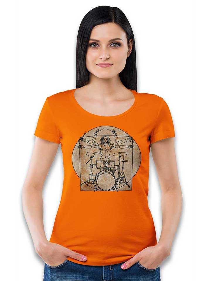 da-vinci-drummer-damen-t-shirt orange 2