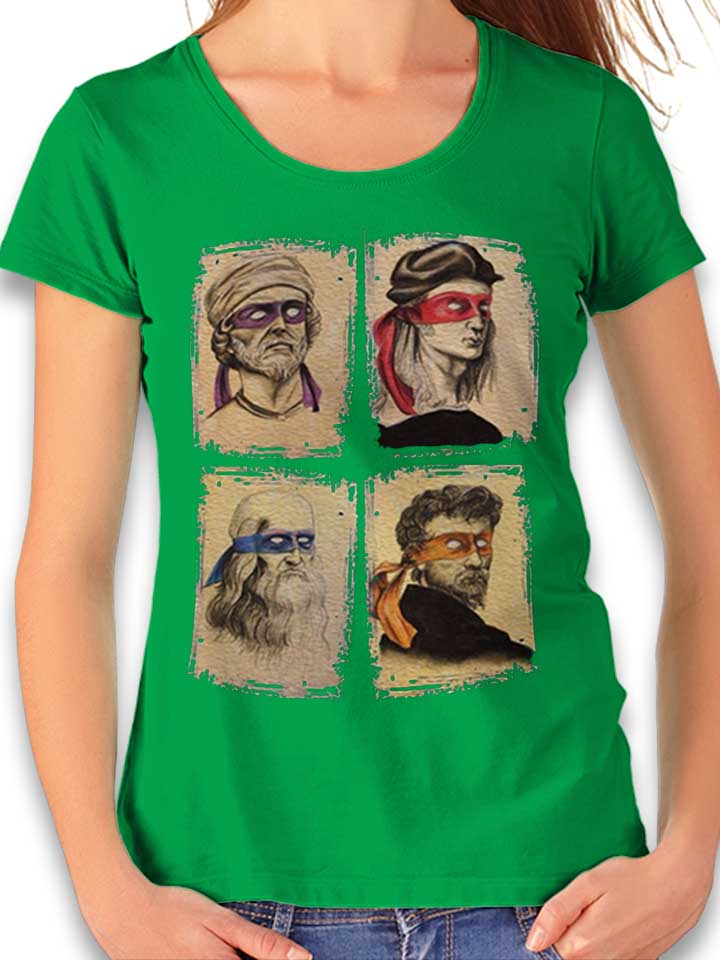Da Vinci Turtles 02 Damen T-Shirt gruen L