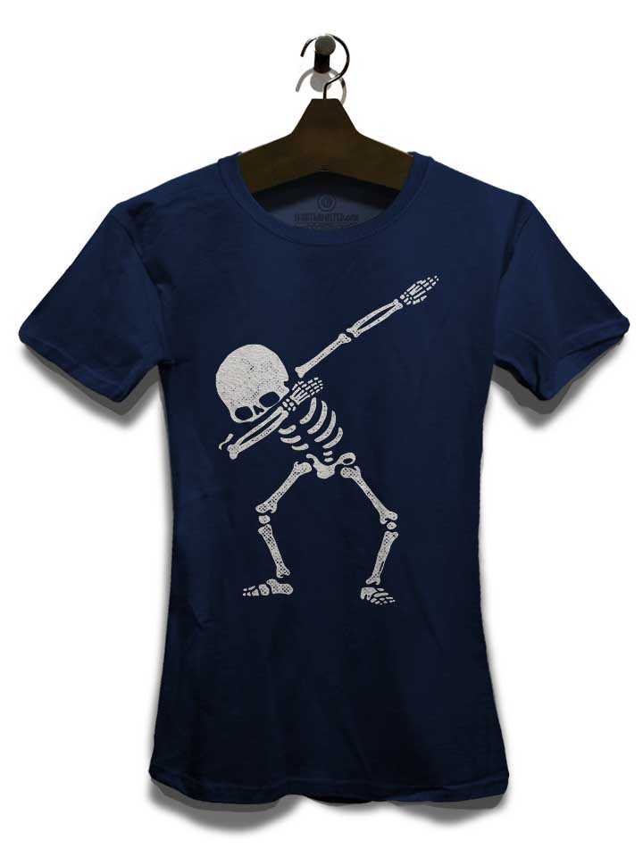 dabbing-skeleton-damen-t-shirt dunkelblau 3