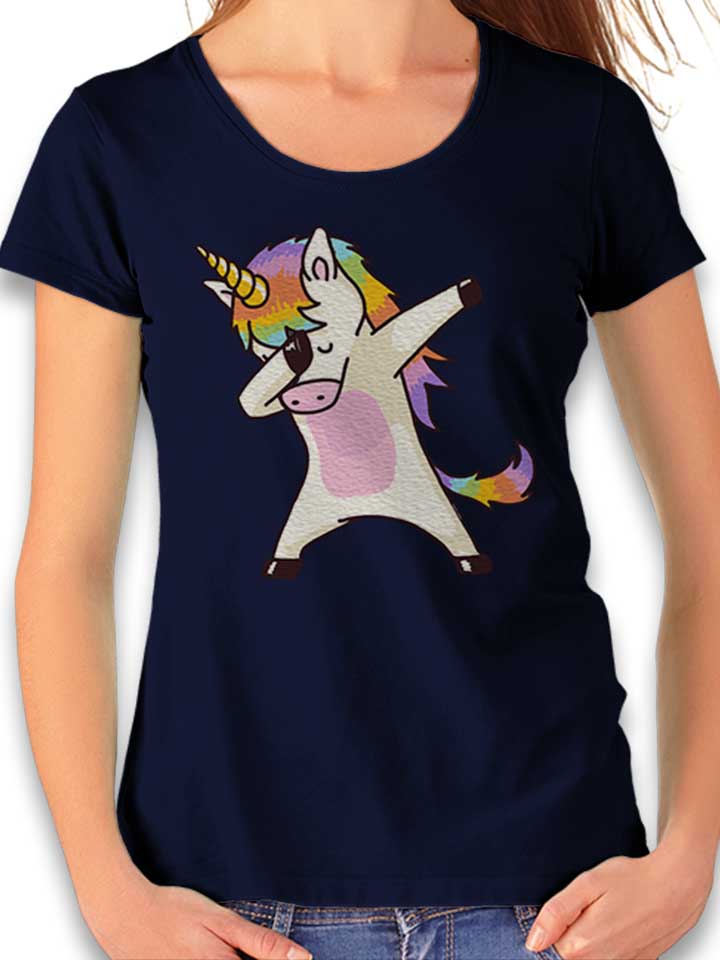 dabbing-unicorn-damen-t-shirt dunkelblau 1