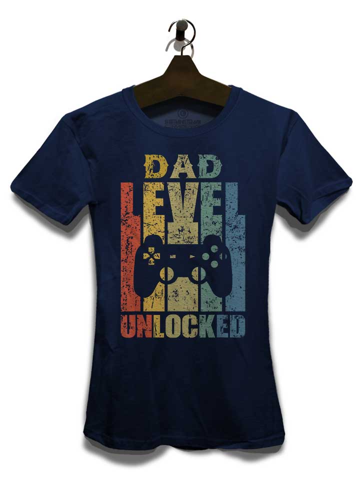 dad-level-unlocked-damen-t-shirt dunkelblau 3