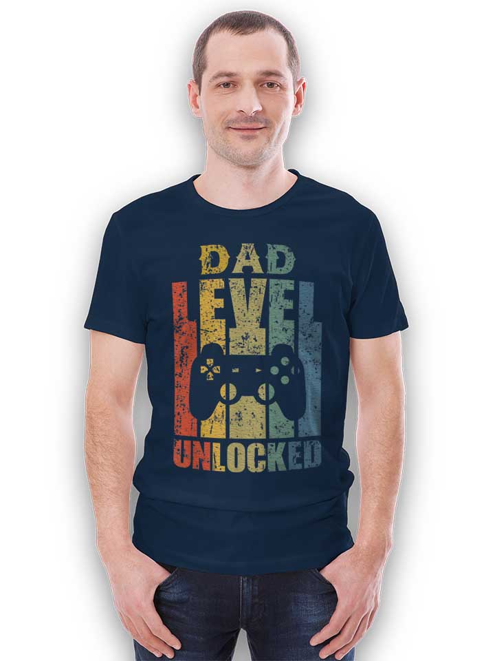 dad-level-unlocked-t-shirt dunkelblau 2