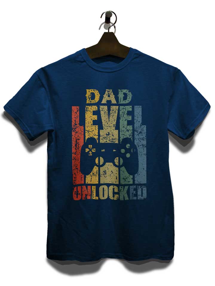 dad-level-unlocked-t-shirt dunkelblau 3
