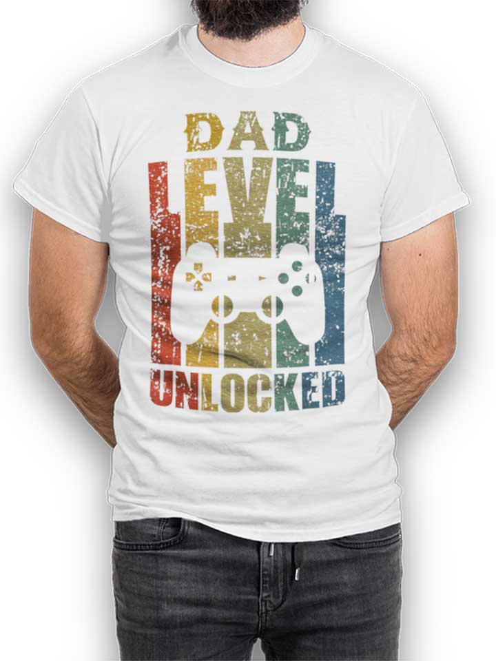 Dad Level Unlocked T-Shirt weiss L
