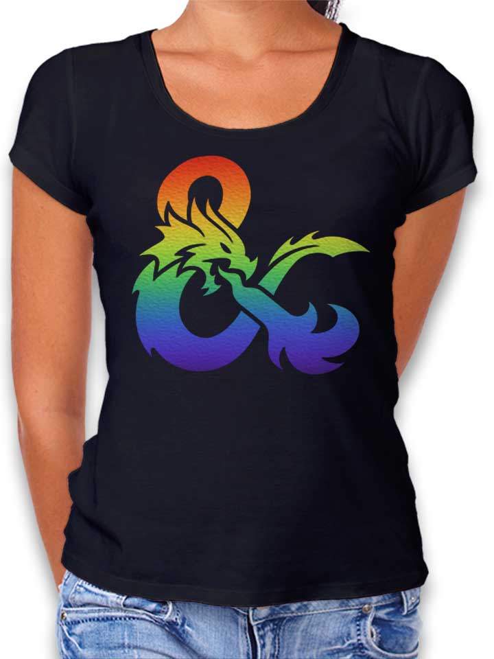 Dandd Pride Gradient Logo Damen T-Shirt schwarz L