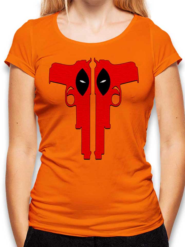 deadpool-guns-damen-t-shirt orange 1