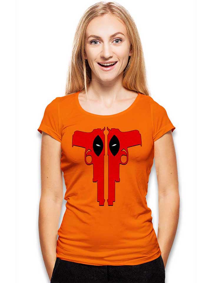 deadpool-guns-damen-t-shirt orange 2