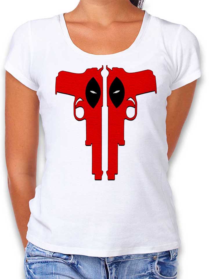 deadpool-guns-damen-t-shirt weiss 1