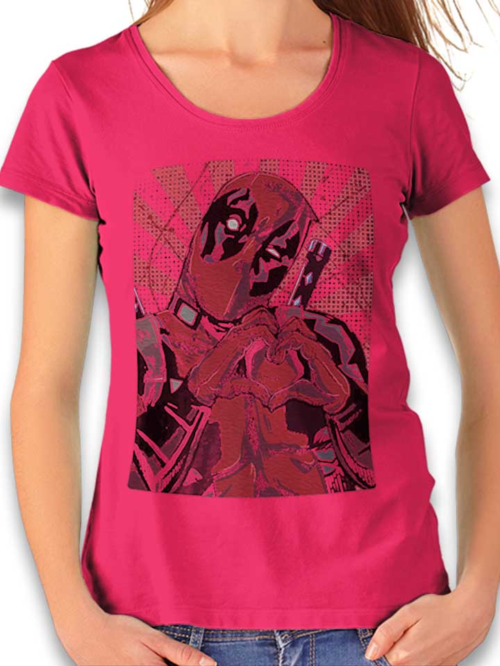 Deadpool Hand Heart Damen T-Shirt fuchsia L