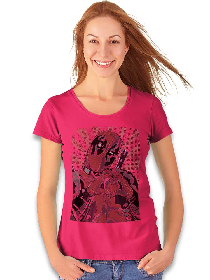 deadpool-hand-heart-damen-t-shirt fuchsia 2