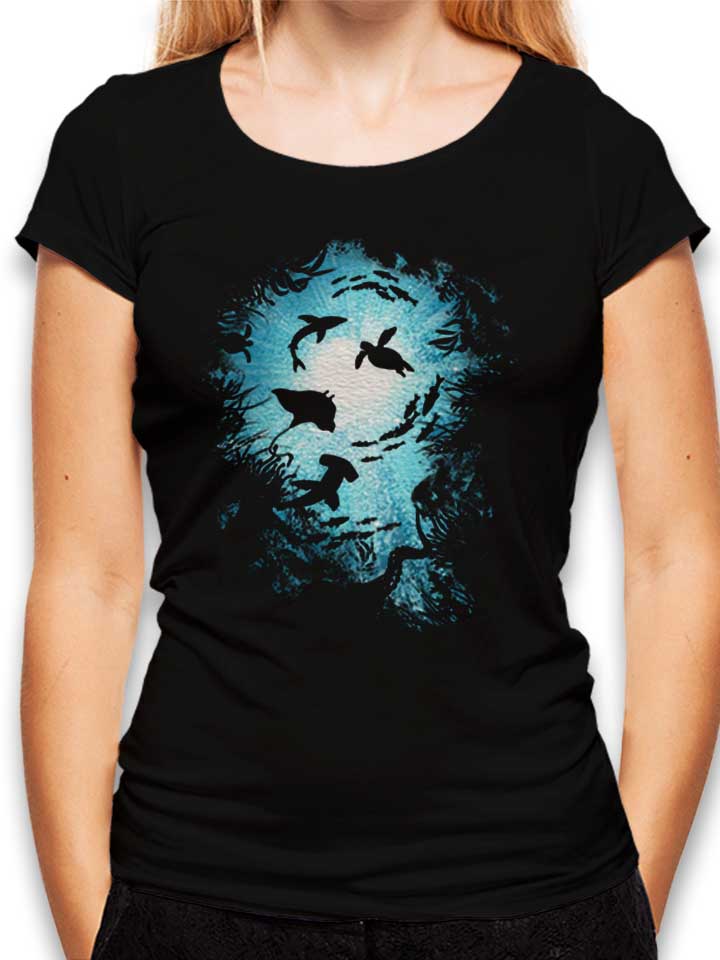 Deepness Sea Fishes Womens T-Shirt black L